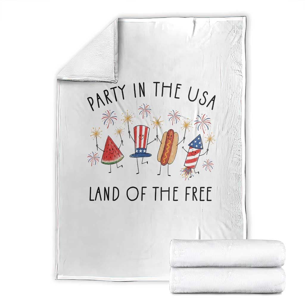 Patriotic Doodle Throw Blanket Watermelon Hotdog Firework Cute Fourth of July TS14 White Print Your Wear