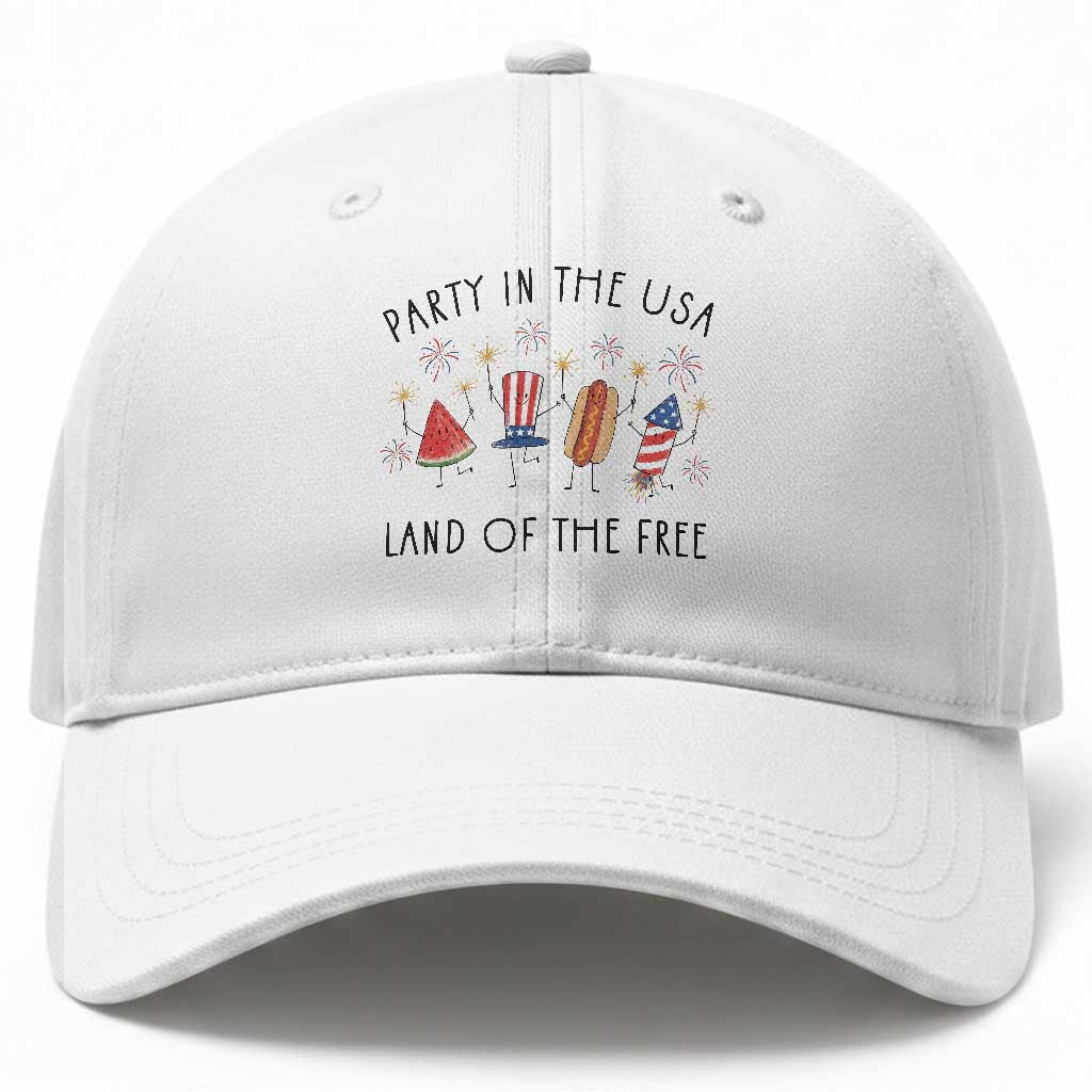 Patriotic Doodle Baseball Cap Watermelon Hotdog Firework Cute Fourth of July TS14 Print Your Wear