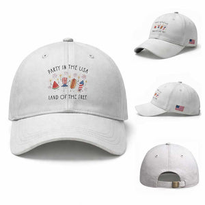 Patriotic Doodle Baseball Cap Watermelon Hotdog Firework Cute Fourth of July TS14 Baseball Cap Universal Fit White Print Your Wear