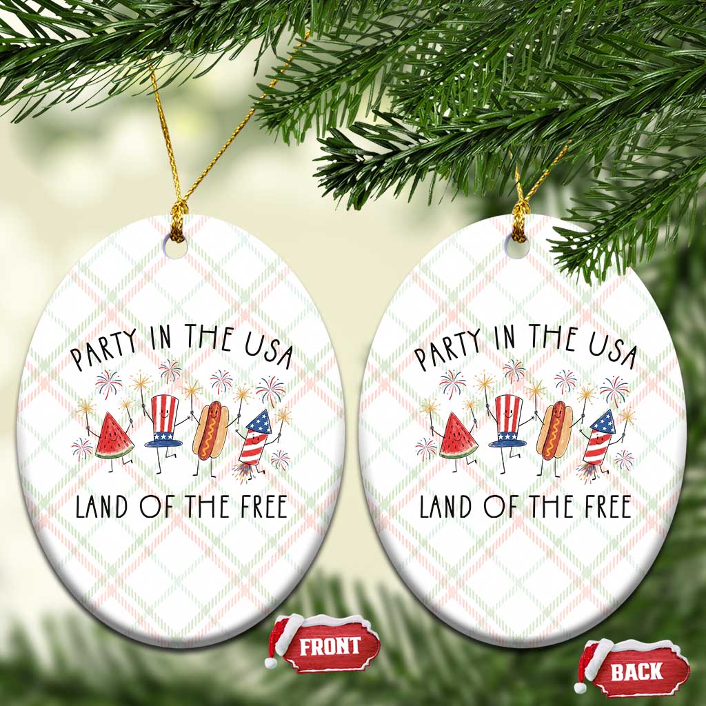 Patriotic Doodle Ceramic Ornament Watermelon Hotdog Firework Cute Fourth of July TS14 Print Your Wear