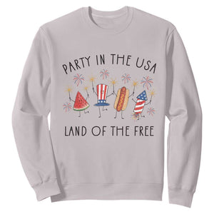 Patriotic Doodle Sweatshirt Watermelon Hotdog Firework Cute Fourth of July TS14 Ice Gray Print Your Wear