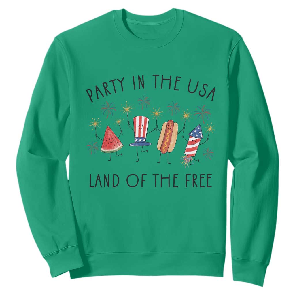 Patriotic Doodle Sweatshirt Watermelon Hotdog Firework Cute Fourth of July TS14 Irish Green Print Your Wear