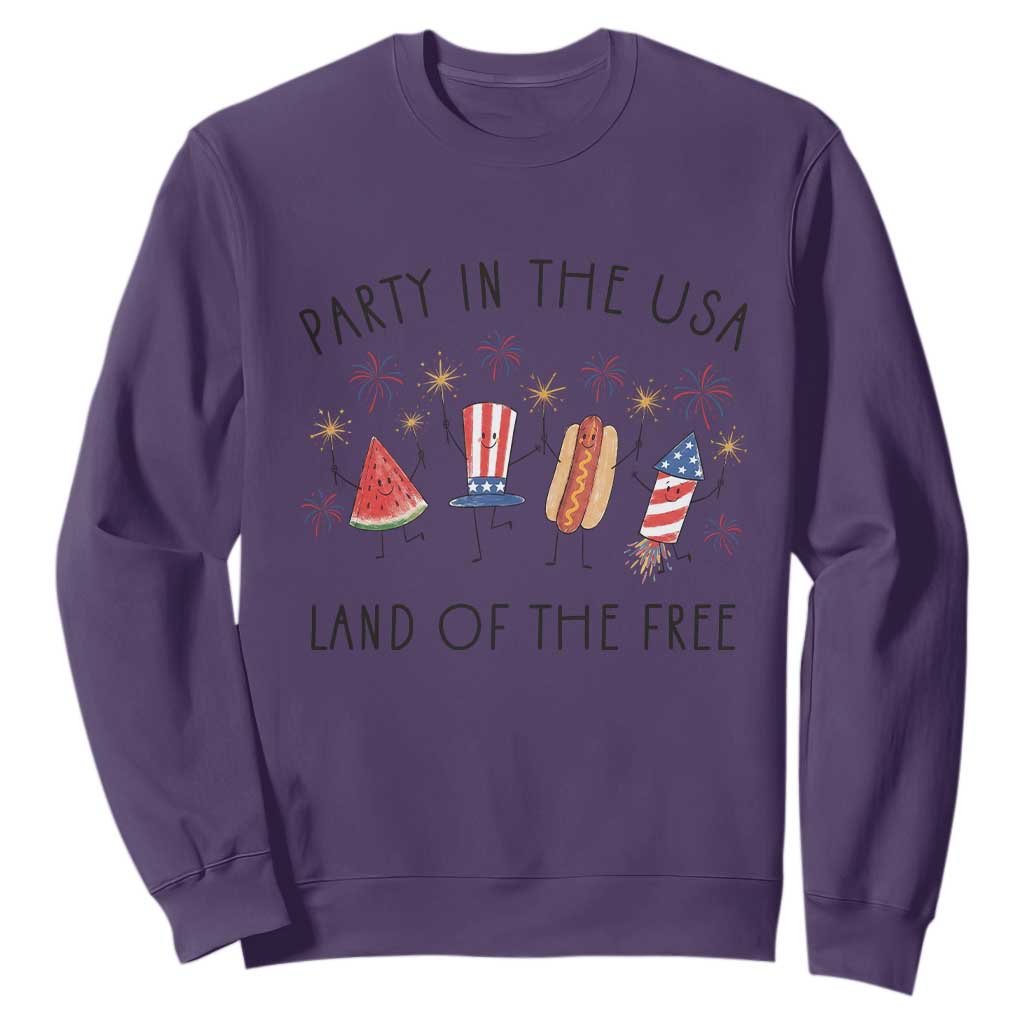 Patriotic Doodle Sweatshirt Watermelon Hotdog Firework Cute Fourth of July TS14 Purple Print Your Wear