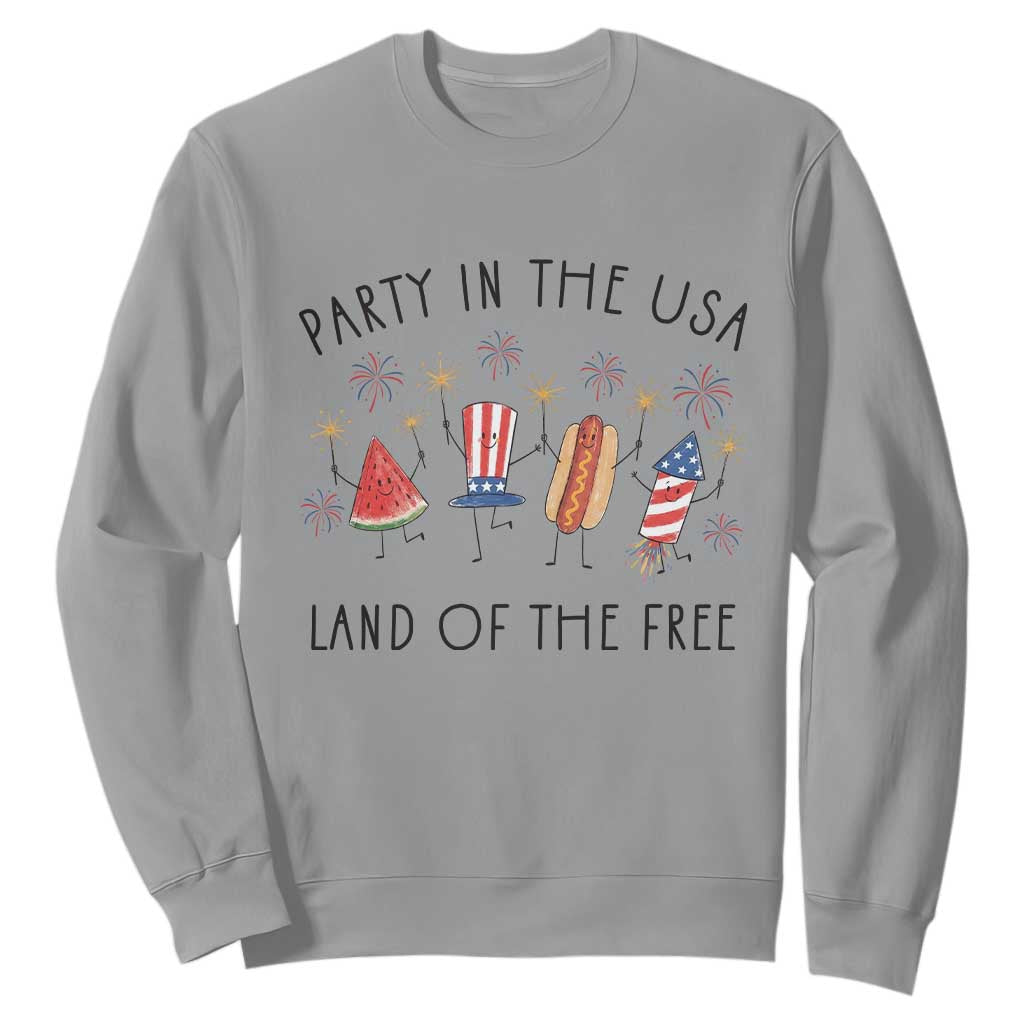 Patriotic Doodle Sweatshirt Watermelon Hotdog Firework Cute Fourth of July TS14 Sport Gray Print Your Wear