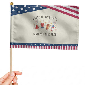 Cute Fourth of July Patriotic Handheld Flag Watermelon Hotdog Firework TS14 Modern 8.2" × 5.5" Beige Blue Print Your Wear