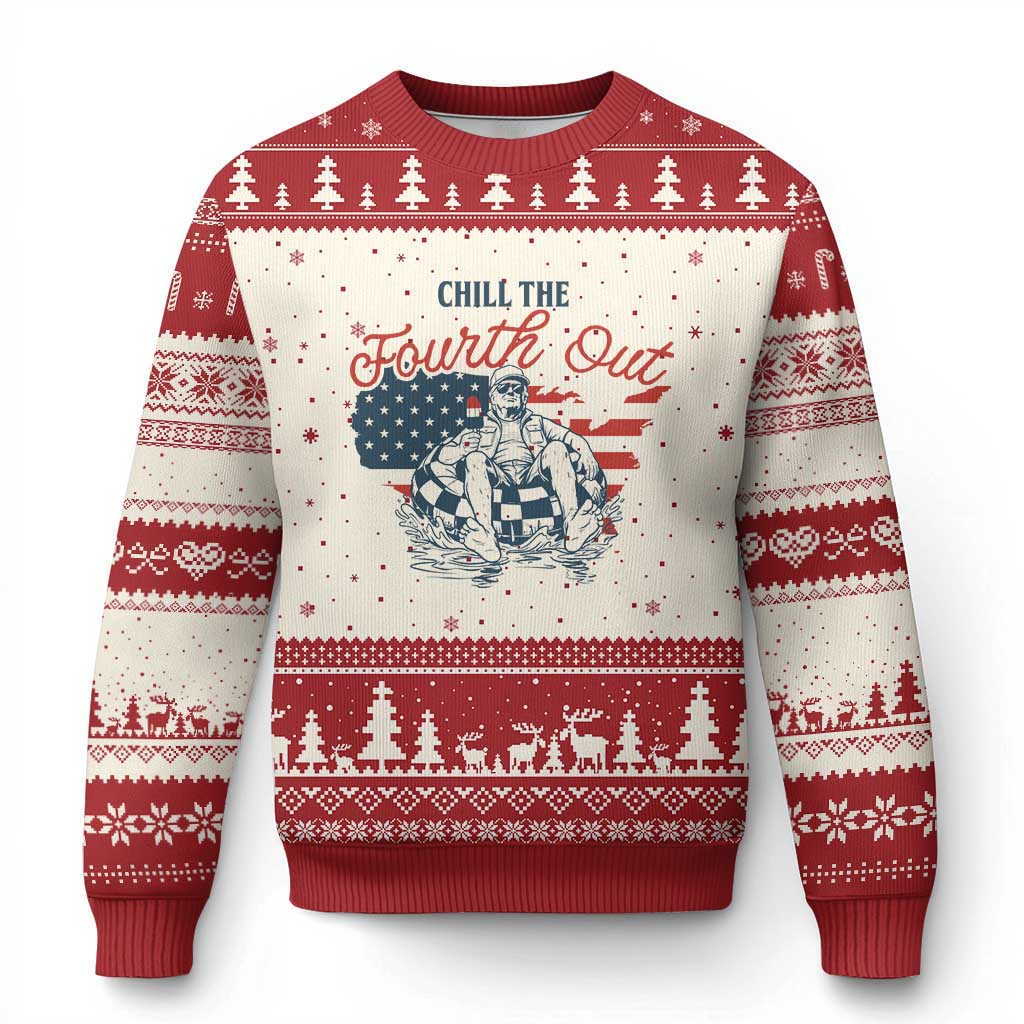 Chill The Fourth Out Ugly Christmas Sweater Funny FDT 4th of July TS14 Beige Red Print Your Wear