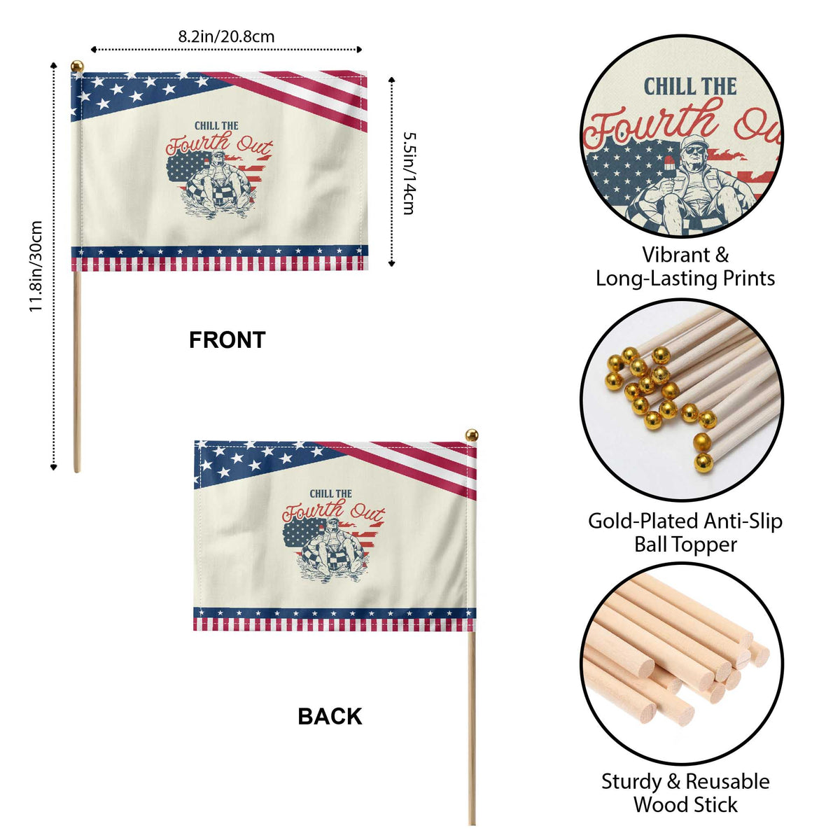 Chill The Fourth Out Patriotic Handheld Flag Funny FDT 4th of July TS14 Print Your Wear