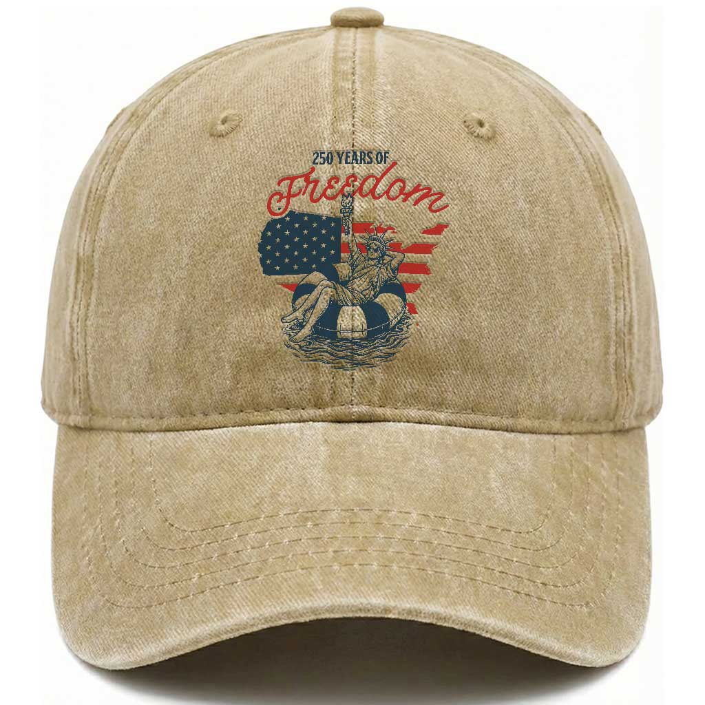 Chill The Fourth Out Washed Cotton Baseball Cap Funny Statue of Liberty 4th of July TS14 Print Your Wear