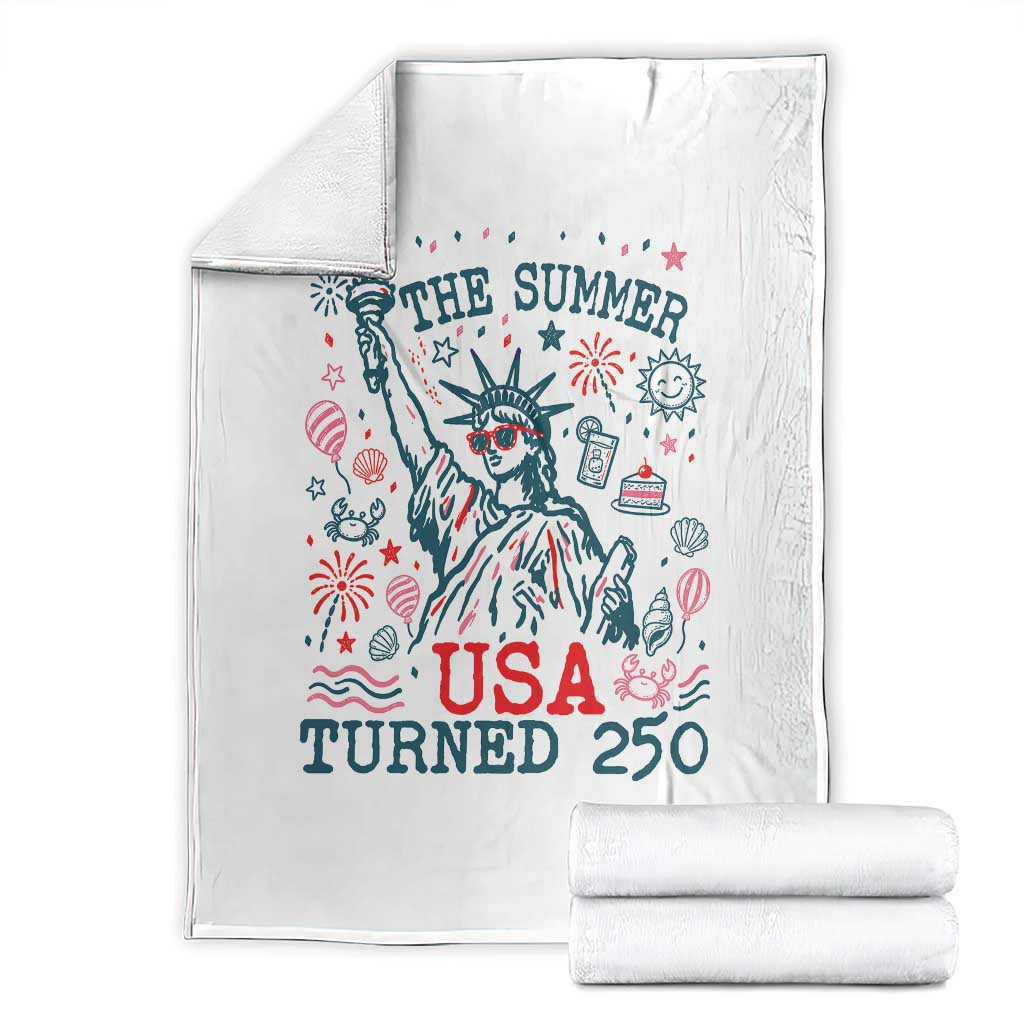 250 Years America Anniversary Statue of Liberty Throw Blanket The Summer USA Turned 250 TS14 White Print Your Wear