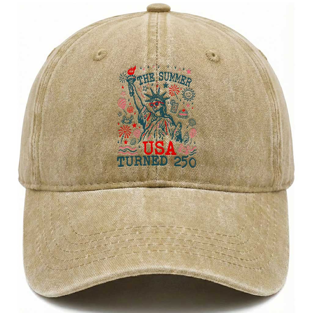 250 Years America Anniversary Statue of Liberty Washed Cotton Baseball Cap The Summer USA Turned 250 TS14 Print Your Wear