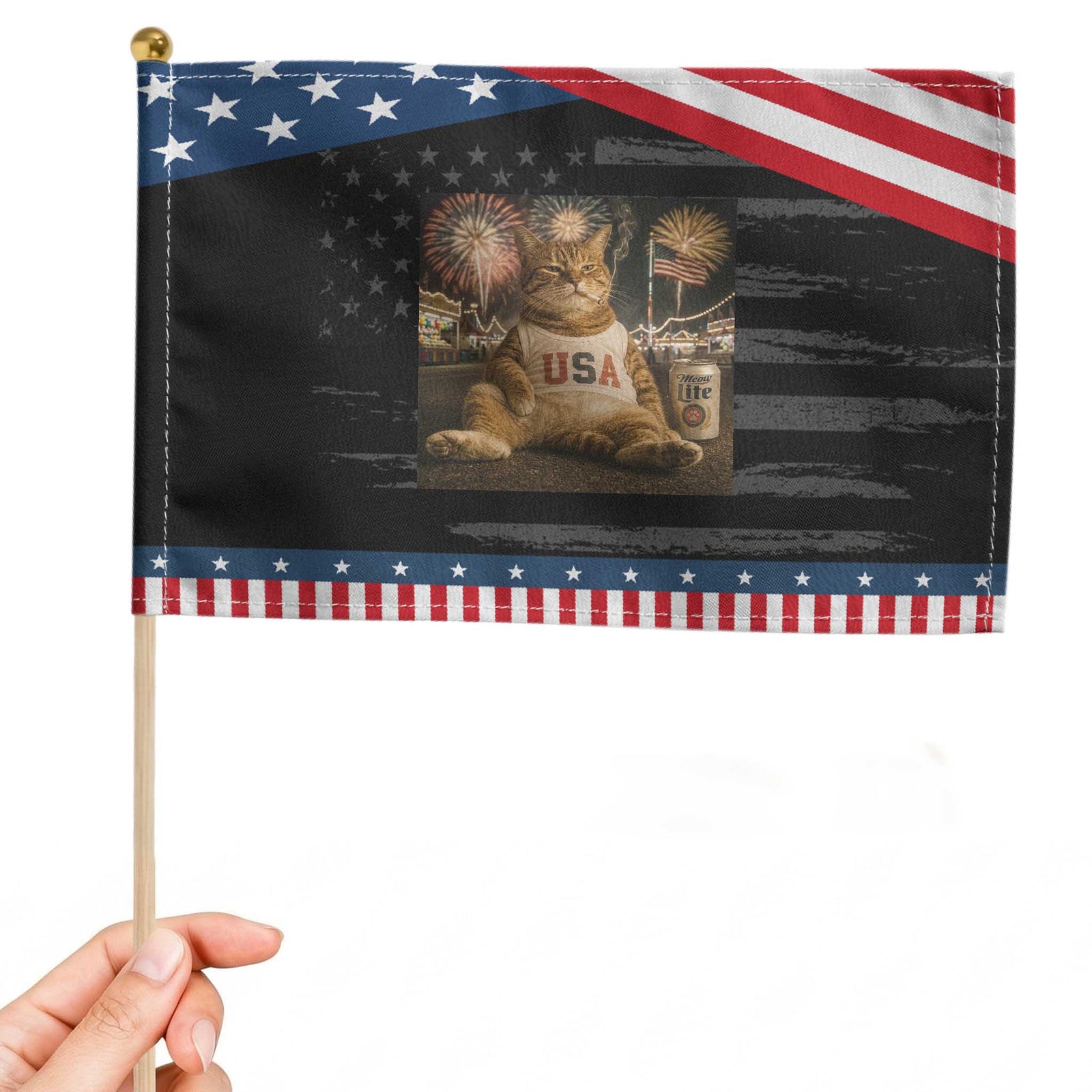 USA 250th Anniversary Statue of Liberty Patriotic Handheld Flag The Summer USA Turned 250 TS14 Distressed 8.2