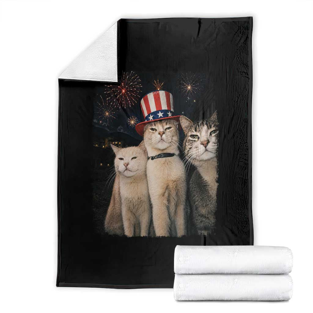 Patriotic Smoking Cat Throw Blanket Funny American Cat Lover 4th of July TS14 Black Print Your Wear