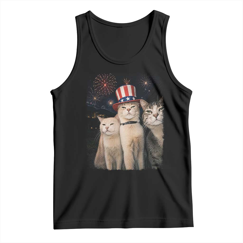 Patriotic Smoking Cat Tank Top Funny American Cat Lover 4th of July TS14 Black Print Your Wear