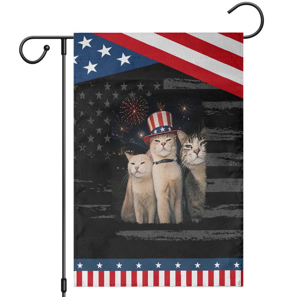 Smoking Cat Patriotic Garden Flag Funny American Cat Lover 4th of July TS14 Distressed Black Blue Print Your Wear