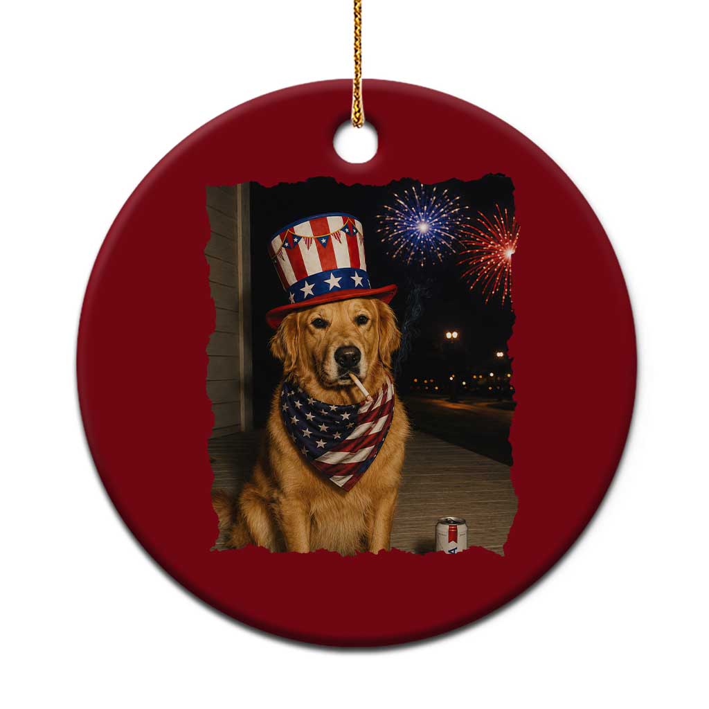 Patriotic Smoking Golden Retriever Ceramic Ornament Funny Dog Lover Dad 4th Of July TS14 1pc Red Print Your Wear