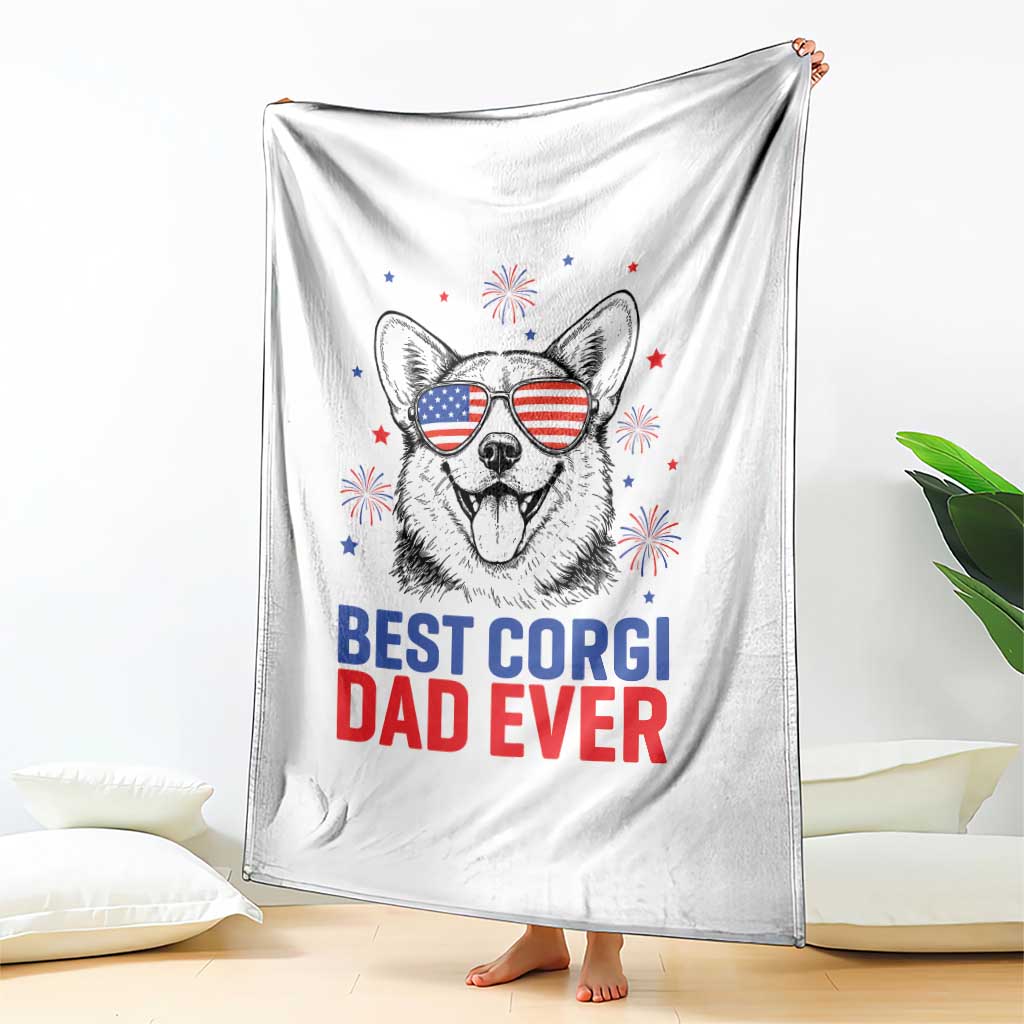 Best Corgi Dad Ever Throw Blanket Funny Dog Lover Dad 4th Of July TS14 Print Your Wear