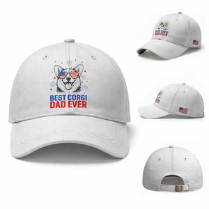Best Corgi Dad Ever Baseball Cap Funny Dog Lover Dad 4th Of July TS14 Baseball Cap Universal Fit White Print Your Wear