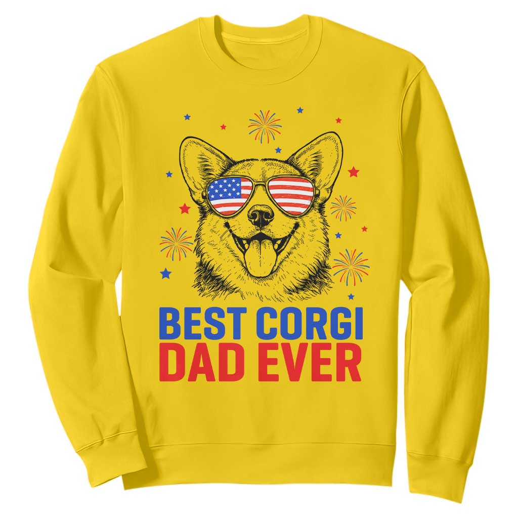Best Corgi Dad Ever Sweatshirt Funny Dog Lover Dad 4th Of July TS14 Daisy Print Your Wear