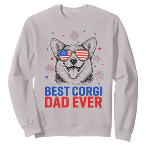 Best Corgi Dad Ever Sweatshirt Funny Dog Lover Dad 4th Of July TS14 Ice Gray Print Your Wear