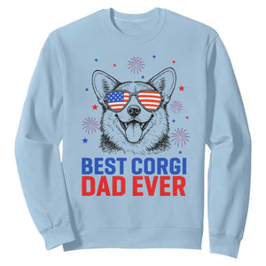 Best Corgi Dad Ever Sweatshirt Funny Dog Lover Dad 4th Of July TS14 Light Blue Print Your Wear