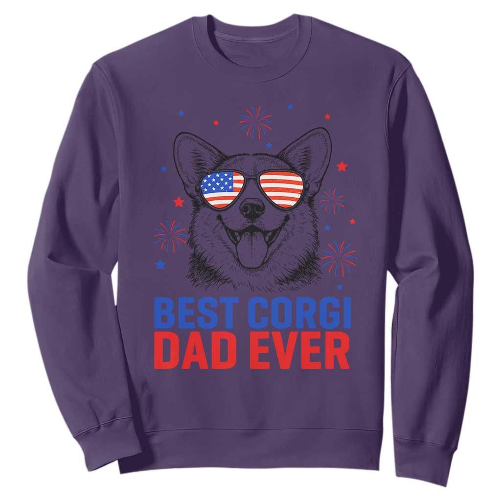 Best Corgi Dad Ever Sweatshirt Funny Dog Lover Dad 4th Of July TS14 Purple Print Your Wear