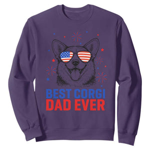 Best Corgi Dad Ever Sweatshirt Funny Dog Lover Dad 4th Of July TS14 Purple Print Your Wear