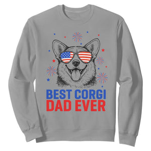Best Corgi Dad Ever Sweatshirt Funny Dog Lover Dad 4th Of July TS14 Sport Gray Print Your Wear