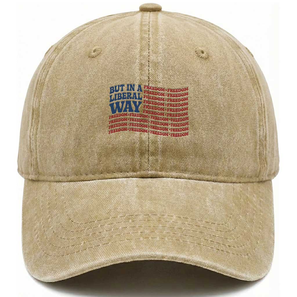 USA But In A Liberal Way 4th of July Washed Cotton Baseball Cap Feminist Women's Rights Freedom TS14 Print Your Wear