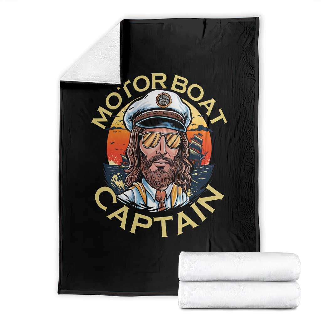 Funny Pontoon Boating Motor Boatin Lake Throw Blanket Motor Boat Captain TS14 Black Print Your Wear
