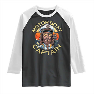 Funny Pontoon Boating Motor Boatin Lake Raglan Shirt Motor Boat Captain TS14 Black White Print Your Wear
