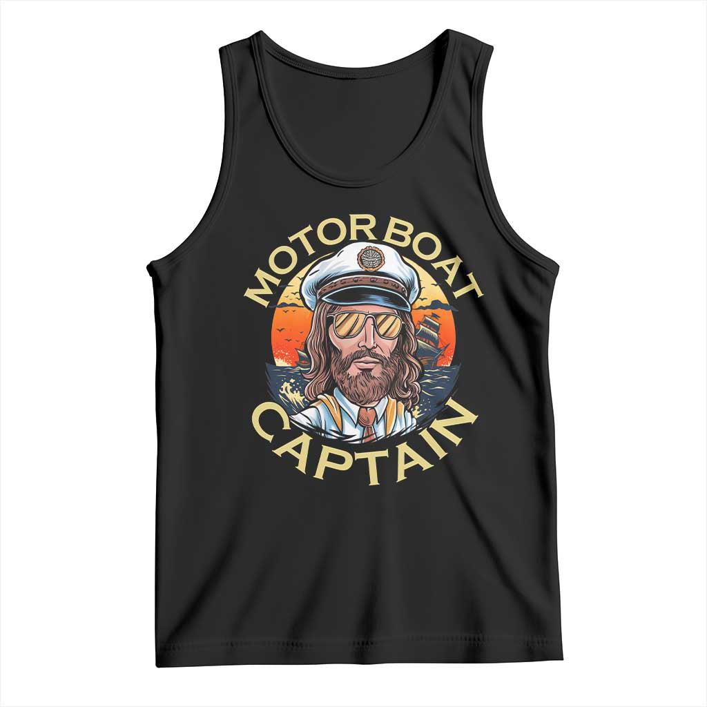 Funny Pontoon Boating Motor Boatin Lake Tank Top Motor Boat Captain TS14 Black Print Your Wear