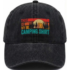 Funny Camper Washed Cotton Baseball Cap This Is My Camping Shirt TS14 Washed Cap Universal Fit Black Print Your Wear