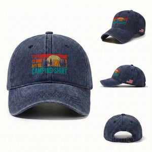 Funny Camper Washed Cotton Baseball Cap This Is My Camping Shirt TS14 Washed Cap Universal Fit Navy Print Your Wear