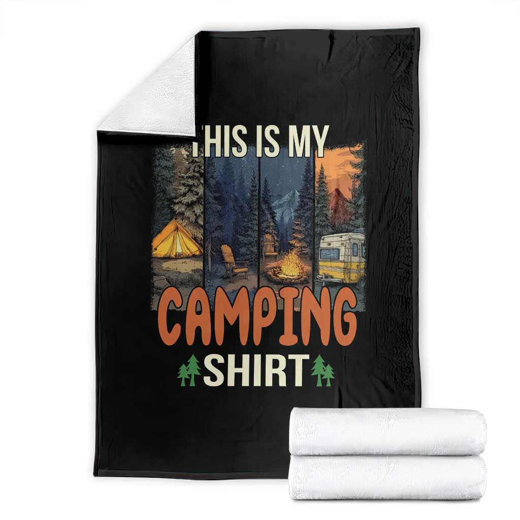 Funny Camper Glamper Throw Blanket This Is My Camping Shirt TS14 Black Print Your Wear