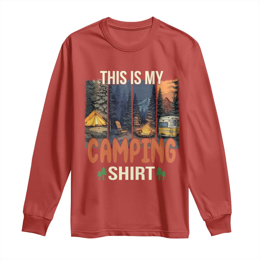 Funny Camper Glamper Long Sleeve Shirt This Is My Camping Shirt TS14 Red Print Your Wear