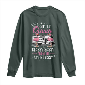 Funny Camping RV Long Sleeve Shirt Camper Queen Classy Sassy And A Bit Smart Assy TS14 Dark Forest Green Print Your Wear