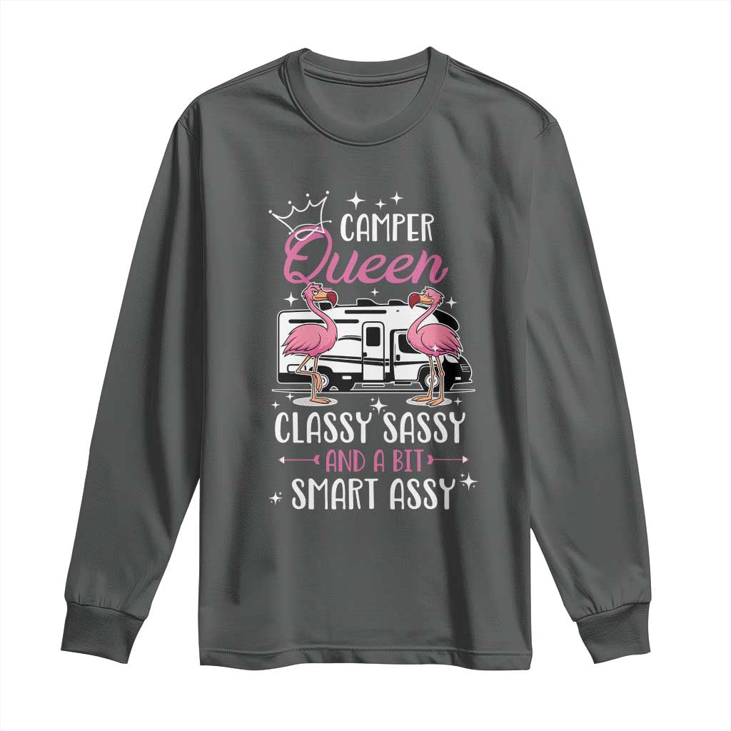 Funny Camping RV Long Sleeve Shirt Camper Queen Classy Sassy And A Bit Smart Assy TS14 Dark Heather Print Your Wear