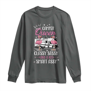 Funny Camping RV Long Sleeve Shirt Camper Queen Classy Sassy And A Bit Smart Assy TS14 Dark Heather Print Your Wear