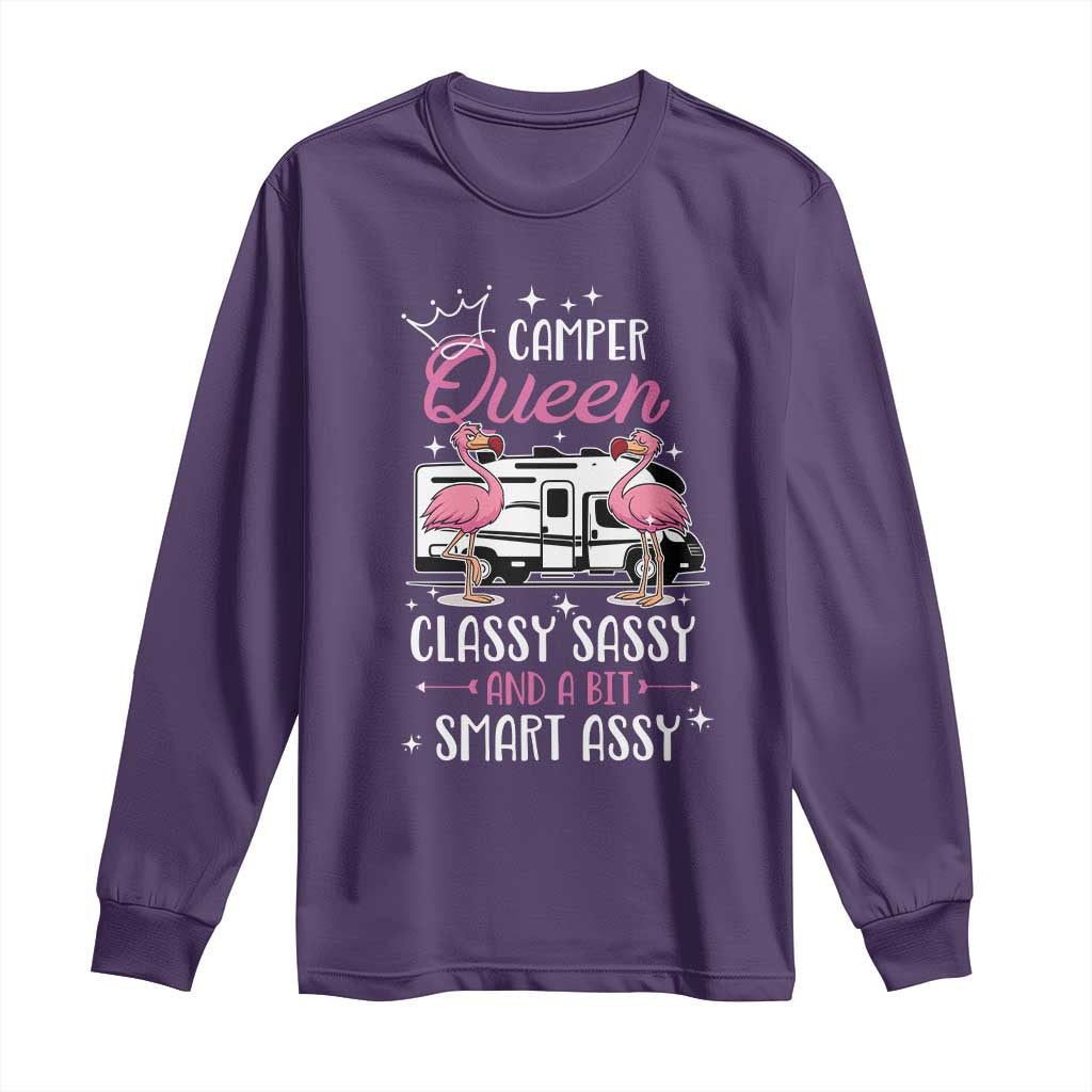 Funny Camping RV Long Sleeve Shirt Camper Queen Classy Sassy And A Bit Smart Assy TS14 Purple Print Your Wear