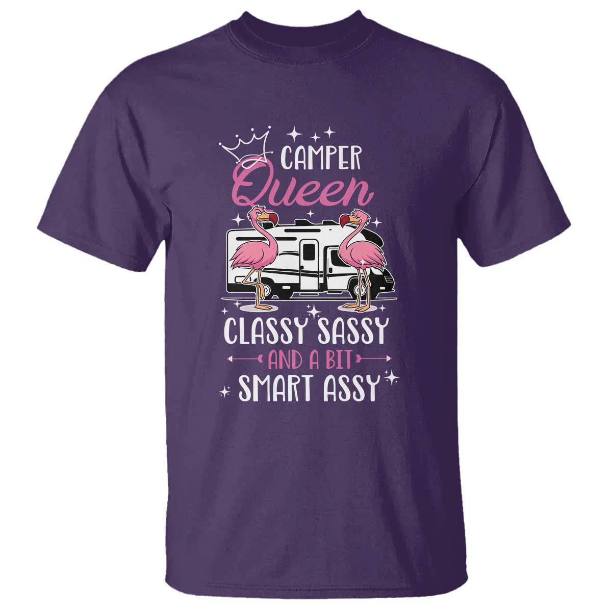 Funny Camping RV T Shirt Camper Queen Classy Sassy And A Bit Smart Assy TS14 Purple Print Your Wear