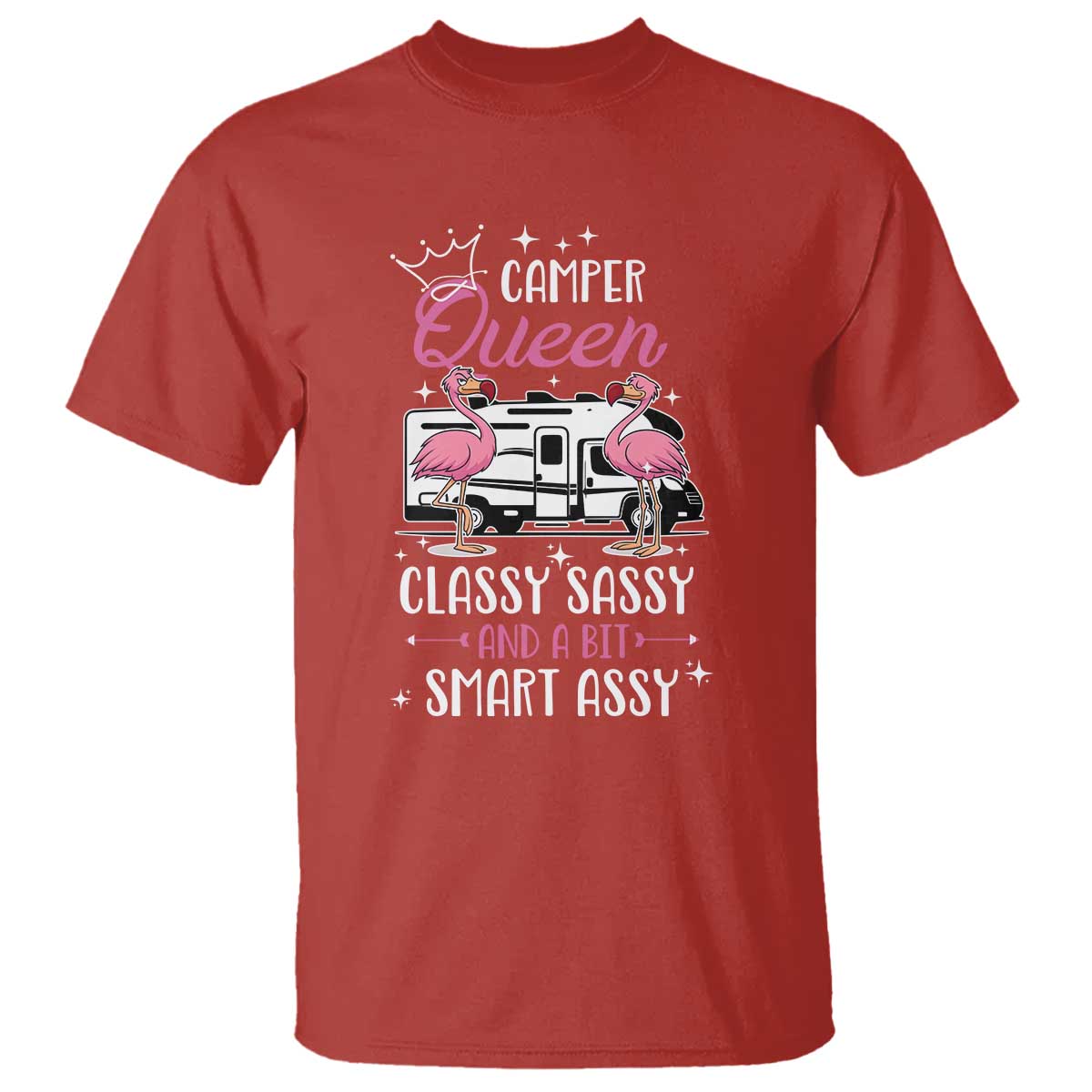 Funny Camping RV T Shirt Camper Queen Classy Sassy And A Bit Smart Assy TS14 Red Print Your Wear