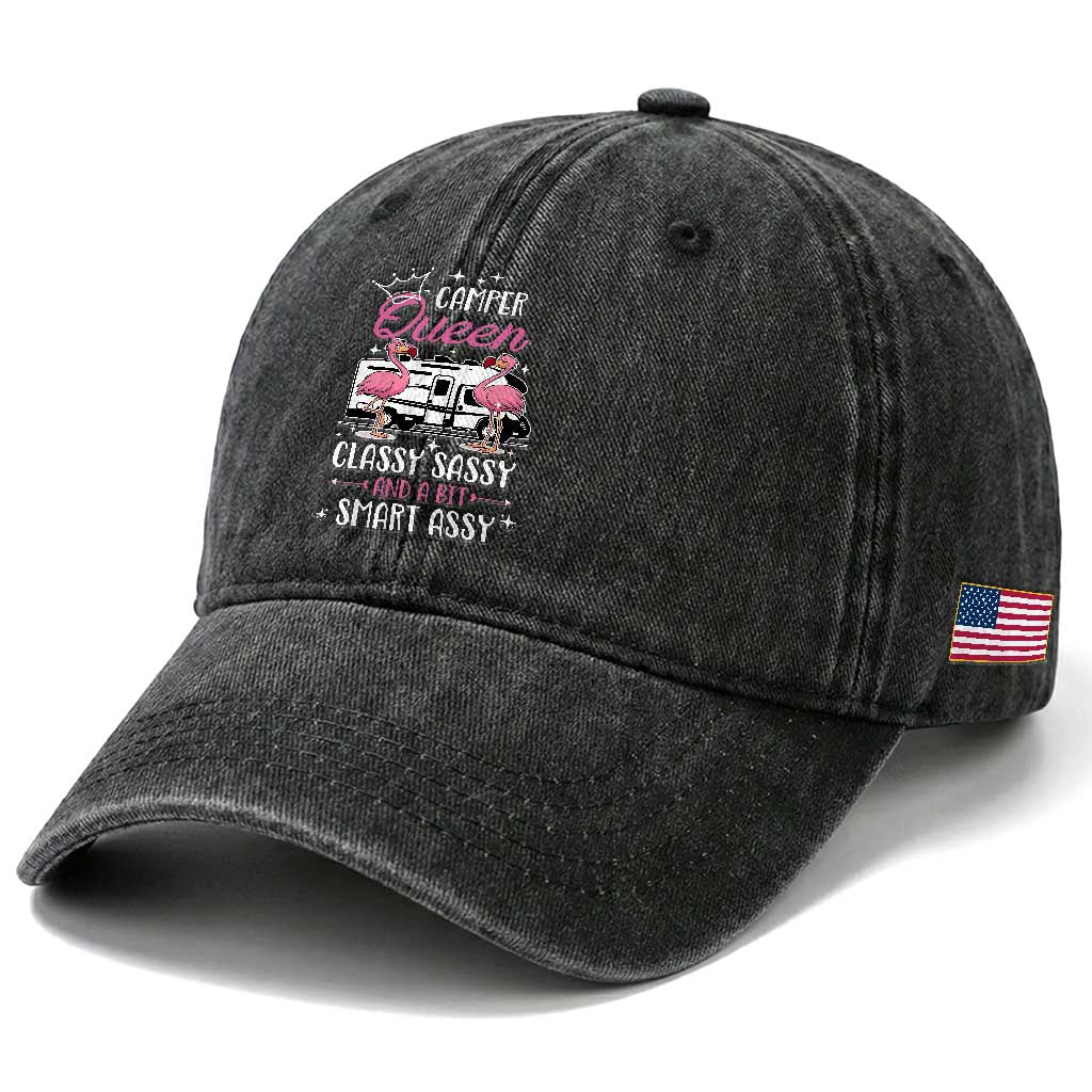 Funny Camping RV Washed Cotton Baseball Cap Camper Queen Classy Sassy And A Bit Smart Assy TS14 Print Your Wear