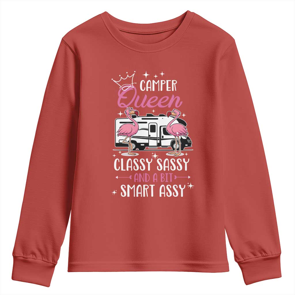 Funny Camping RV Youth Sweatshirt Camper Queen Classy Sassy And A Bit Smart Assy TS14 Red Print Your Wear