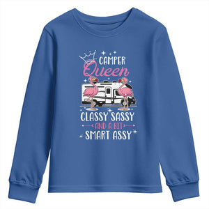Funny Camping RV Youth Sweatshirt Camper Queen Classy Sassy And A Bit Smart Assy TS14 Royal Blue Print Your Wear
