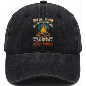 Funny Camping Washed Cotton Baseball Cap Not All Those Who Wander Are Lost TS14 Washed Cap Universal Fit Black Print Your Wear