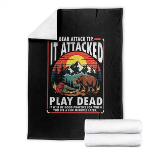 Funny Camping Hiking Sarcastic Throw Blanket Bear Attack Tip TS14 Black Print Your Wear