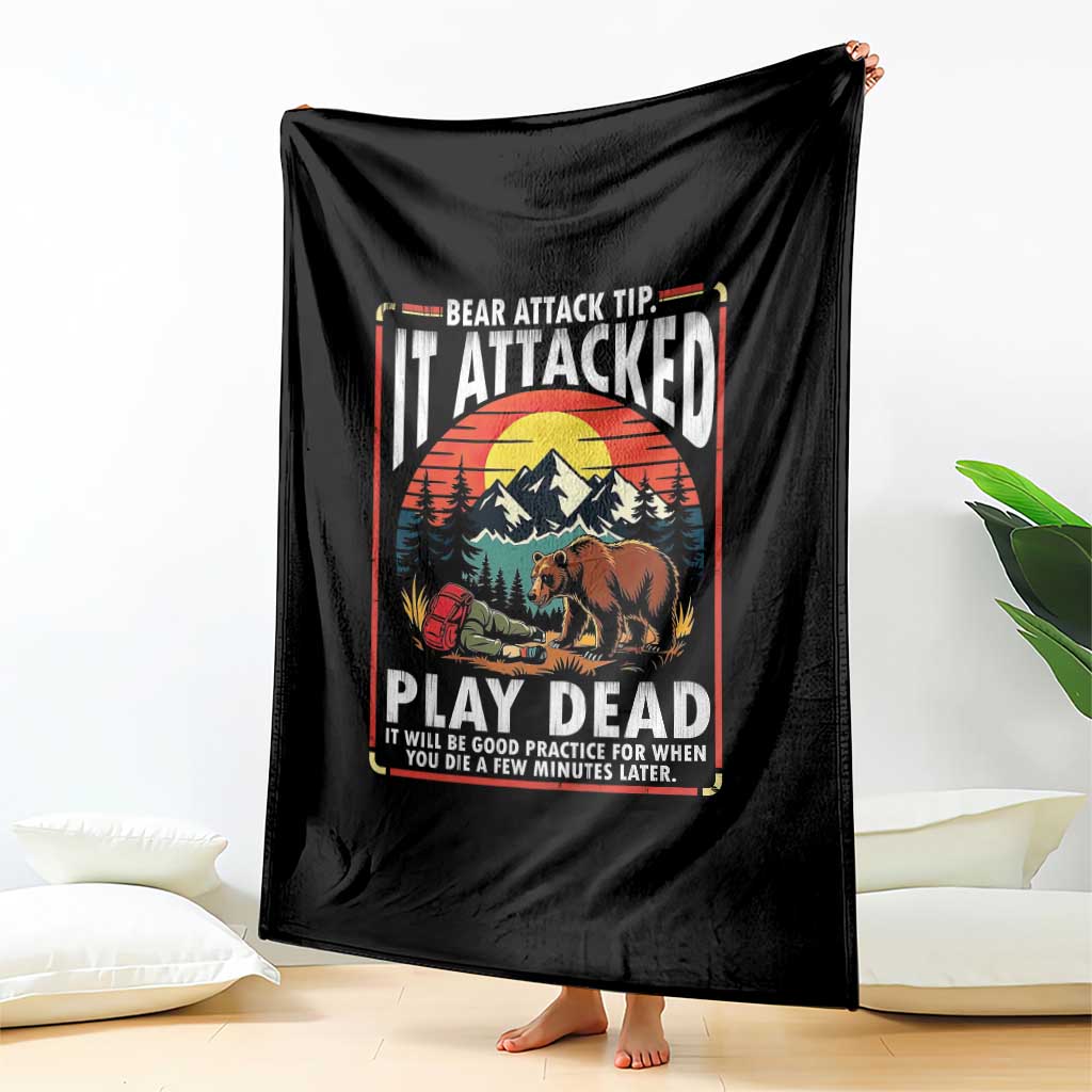 Funny Camping Hiking Sarcastic Throw Blanket Bear Attack Tip TS14 Print Your Wear