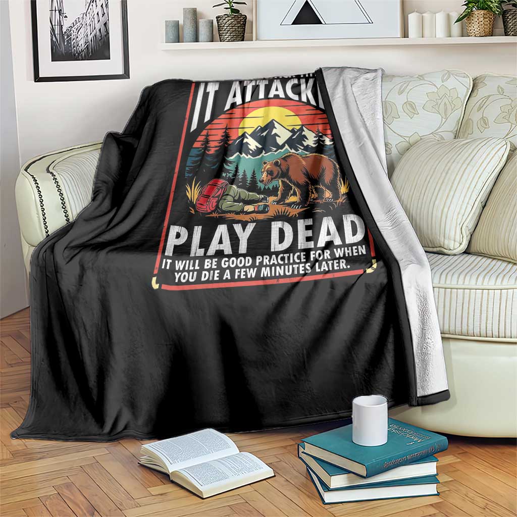 Funny Camping Hiking Sarcastic Throw Blanket Bear Attack Tip TS14 Print Your Wear