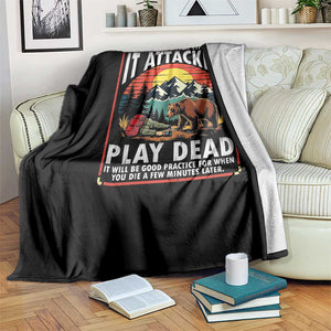 Funny Camping Hiking Sarcastic Throw Blanket Bear Attack Tip TS14 Print Your Wear