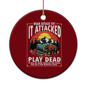 Funny Camping Hiking Sarcastic Ceramic Ornament Bear Attack Tip TS14 1pc Red Print Your Wear